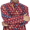 Block Printed Cotton Kurta with Brush Paint Effect