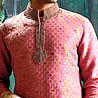 Pink Semi Sherwani in Raw Silk